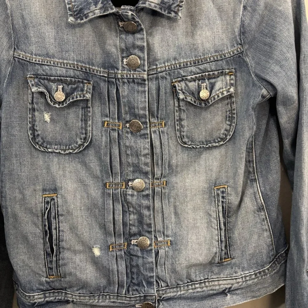J.Crew  Lightweight, Classic, Distressed, Denim Jean Jacket Size Medium